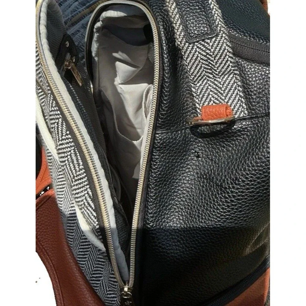 Itzy Ritzy Diaper Bag Backpack Herringbone Faux Leather w/ Changing Pad Pockets